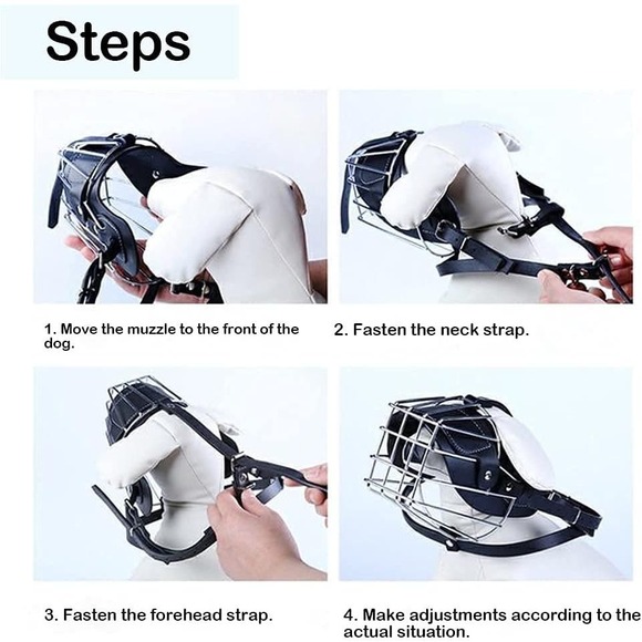 NIB-XL Dogs High Grade Brown Leather and Metal Basket Dog Muzzle Training - Picture 4 of 6